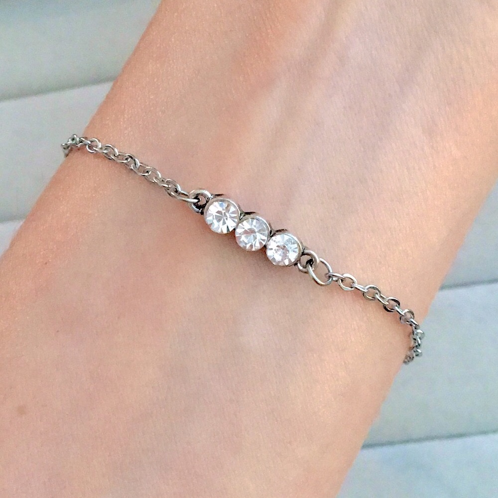 Stainless Steel Crystal Stacking Chain Bracelet